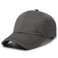 Deep grey cotton twill baseball cap with peak metal badge and six-panel classic design - Adjustable / Light Gray