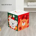 Scatola regalo di Natale 25cm con illustrazioni di orso polare e renna in rosso e verde - LH-5A (1 Pezzo)