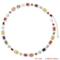 Detail view of multi-color gemstone choker necklace with 11mm width and 440mm length - VL562 White Gold Multi-color Stone Necklace
