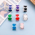 Set of eight colorful heart-shaped alloy beads with enamel finish for DIY jewelry making - 8 Pcs Mixed