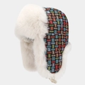 Gorro de aviador de invierno con patrón de cuadros coloridos y orejeras de felpa - Cuadros Geométricos Coloridos (4#)