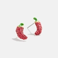Summer fruit collection red chili pepper earrings with pavé rhinestones for beach vacation - Chili / 0.6*0.2inch