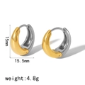 U-shaped two-tone gold and silver earrings with 15.5mm diameter and 4.8g weight - 15.5mm Gold Silver Two-Tone Hoop (TE6540-M)