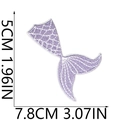 Detail of purple mermaid tail embroidery patch showing 7.8x5cm dimensions and textures - Fish Tail Style (No.6)