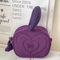 Borsa a tracolla trapuntata a cuore viola con ricamo 'BEAR BEAR' e manico superiore - Borsa a Mano Trapuntata a Cuore Borsa a Tracolla / Viola