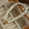 Elegant freshwater pearl bracelet with golden magnetic clasp and secure safety chain - Magnetic Clasp Irregular Pearl