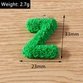 Macro detail of green rose resin letter Z pendant with size and weight markings - Letter Z / 10 Pieces Pack / Green