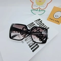 Square black sunglasses with purple gradient lenses and decorative side dots - Double Grey