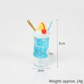 Blue soda drink keychain with faux ice, cream and cherry toppings, weighing 14g - Ice Blue