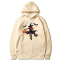 Halloween cream hoodie with pumpkin and witch graphic print on clean white background - Khaki