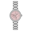 Orologio al quarzo da donna con cinturino in acciaio argento e quadrante rosa marmo - Cassa Argento Quadrante Rosa