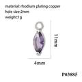 Macro view of purple marquise zircon pendant in rhodium-plated copper for DIY jewelry - Silver/Purple Zirconia