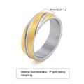 Men's 6mm minimalist two-tone stainless steel ring with diagonal pattern and gold finish - US Size 7 / Gold/Silver