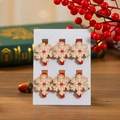 Set of 6 red snowflake wooden clips on a card for Christmas decor and photo display - Snowflake Style