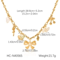 Spécifications de collier doré avec pendentifs papillon, rose et cœur gravés - Style Multi-Pendentif Papillon Rose Cerise Doré (HC-N40565)