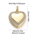 Detail view of 18K gold plated copper heart pendant with sparkling crystal edge stones - Dbn148-04 / 18K Gold