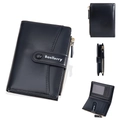 Short black bifold wallet with gold zipper and multiple card slots in macaron style - Black