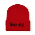 Détail du bonnet en maille rouge avec broderie gothique Baby Girl en noir - M (56-58cm) / Rouge