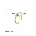 Detail of 18K gold twist ring featuring a 4mm turquoise stone and adjustable 17mm band - Adjustable Open / Twist Texture Turquoise Style (YYR023118-BI)
