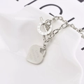 Hip hop style silver stainless steel OT buckle necklace with Love Forever heart pendant - Bracelet / Steel