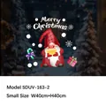 Christmas window cling featuring a gnome with red plaid hat and Merry Christmas text - Red Plaid Hat Gnome with Gift(SDUV163-2)