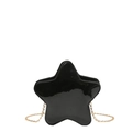 Glossy black star-shaped crossbody bag with golden chain strap on a white background - Black