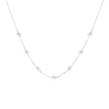 Delicate silver necklace featuring elegant white pearl flower charms in a minimalist design - Necklace / Silver-White