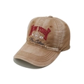 Detail of vintage washed khaki baseball cap with New York 1983 embroidery - M(56-58cm) / Camel