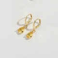 Boucles d'oreilles pendantes dorées avec pierres jaunes poire sur cuir blanc - Jaune(ES2722-4)