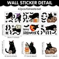 Halloween wall sticker set with 42 pieces of black cat, pumpkin, and bat PVC decals - Halloween Black Cat Set (UV24Y12479S_T)