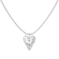 S925 sterling silver heart necklace with brushed metal finish and star-set zircon - 925 Silver / Silver