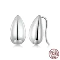 Polished S925 sterling silver waterdrop earrings in a minimalist metallic mirror finish - Large Teardrop / Silver
