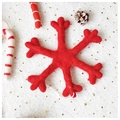 Handmade red wool felt snowflake ornament with white string for Christmas tree decor - Snowflake Red