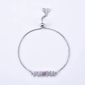 Bracciale Mama in argento con cuore rosa in zircone e catena bolo regolabile - Bracciale regolabile con lettere MAMA