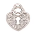Exquisite silver heart lock pendant with sparkling micro-pave crystals and double rings - Heart Full Zirconia Lock / Ginger Yellow