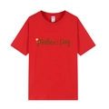 T-shirt femme rouge à manches courtes avec imprimé floral fête des mères - XS / Rouge / Mother's Day