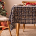 Nappe à carreaux bleu foncé et marron avec des motifs de flocons de neige de Noël - 140*180cm / Carreaux Bleus Grand Flocon
