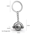 Porte-clés basketball argenté avec design de casque et mesures de taille détaillées - Casque de Basket Argenté