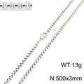 Silberne 3mm Box-Kette mit Karabinerverschluss, 50cm Länge und 13g Gewicht Details - 500x3mm / Stahlfarbe