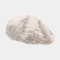 Close-up of fluffy plush beret hat in light gray with thick faux fur texture - M (56-58cm) / Gray