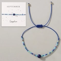 Blaues gewebtes September Saphir Geburtsstein Armband mit verstellbarem Schiebeverschluss - September Geschenkbox/Dunkelblau/Saphir