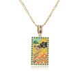 Dettaglio della collana placcata oro 18K con zirconi smaltati e ciondolo pittura a olio - Stile Tarocchi Blu (21926)
