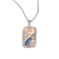 Silver Aquarius zodiac pendant necklace with sparkling crystals and enamel details - Aquarius / Silver