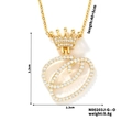 Gold plated crown letter O pendant necklace with cubic zirconia inlay for women and men - O Style (N00203J-G--O)