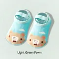 Light green baby non-slip floor socks with cute cartoon bear pattern and elastic straps - Light Green Deer