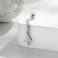 Orecchino a perno argento con ciondolo geometrico in zircone a forma di aquilone - Stile Pendente a Rombo Singolo Pezzo (A1041-菱形吊坠) / Argento