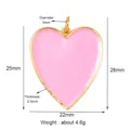 Pink enamel heart charm pendant with gold border and 28x22mm dimensions for jewelry - Pink Heart Style (K06 Heart Pink)