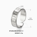 Adjustable silver stainless steel ring featuring a geometric pattern and 0.6cm width - Steel Color Geometric Style