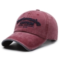 Gorra vintage de algodón burdeos lavado con bordado azul de Newtownabbey - Ajustable / Rojo