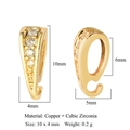 Gold plated copper pendant clasp with micro-set cubic zirconia in 10x4mm size - VB782-2 Gold